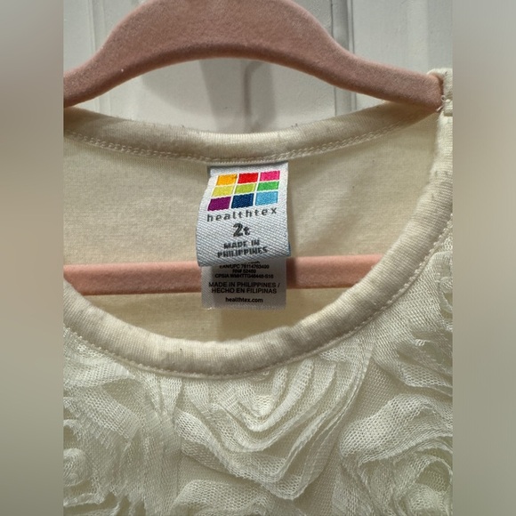 Healthtex 2T Girls Rosette Cream and Black Formal Short Sleeve Top Blouse - Picture 2 of 4